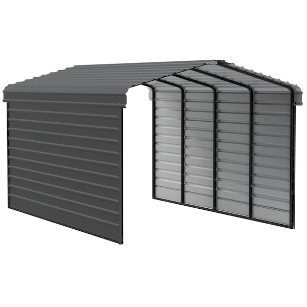 Arrow Storage Products Galvanized Steel Carport, W/ 2-Sided Enclosure, Compact Car Metal Carport Kit, 12'x20'x9', Charcoal CPHC122009ECL2 - main